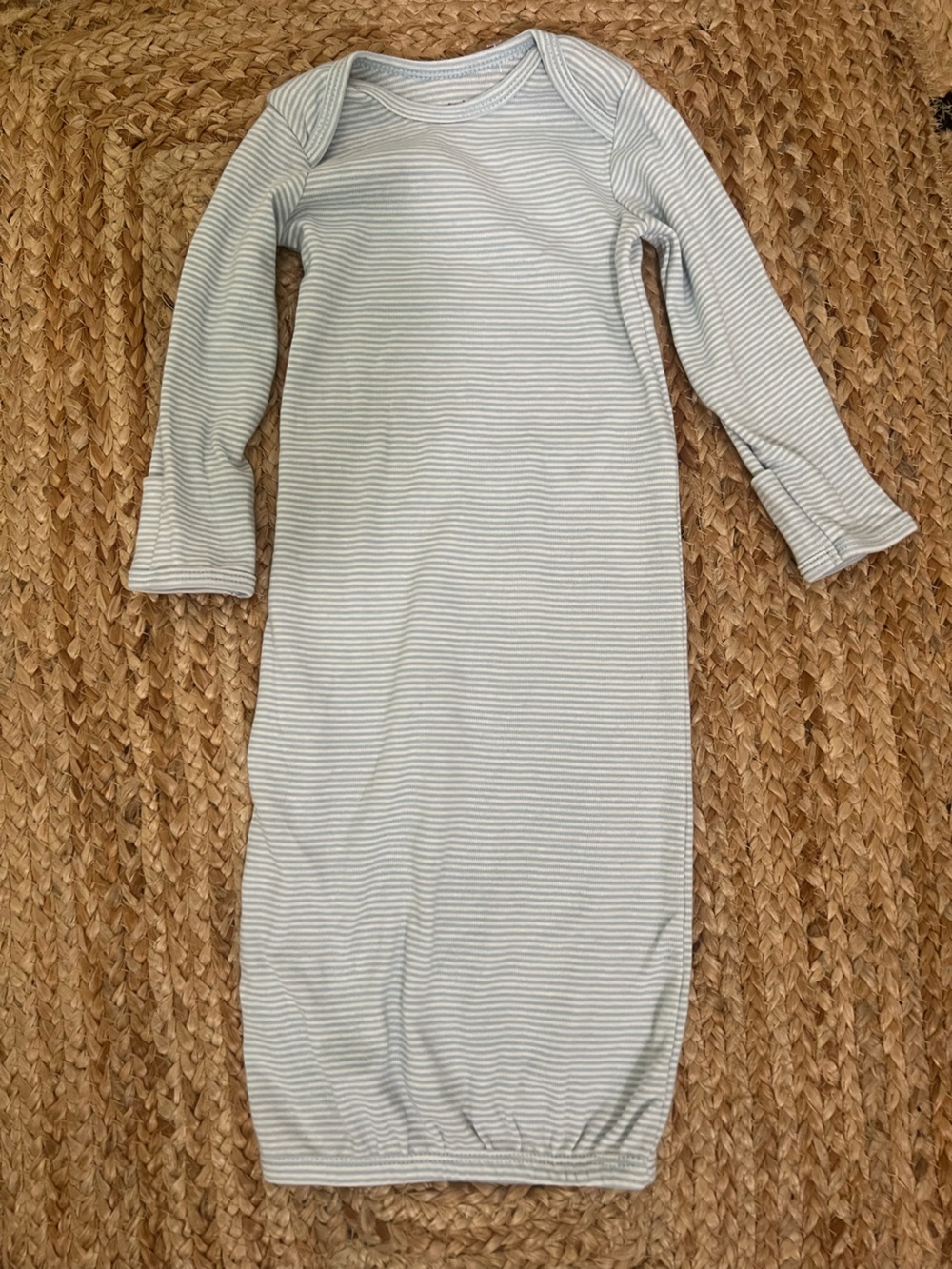 Carter's 100% cotton Light Blue & White Striped Long Sleeve One-Piece gown NWOT